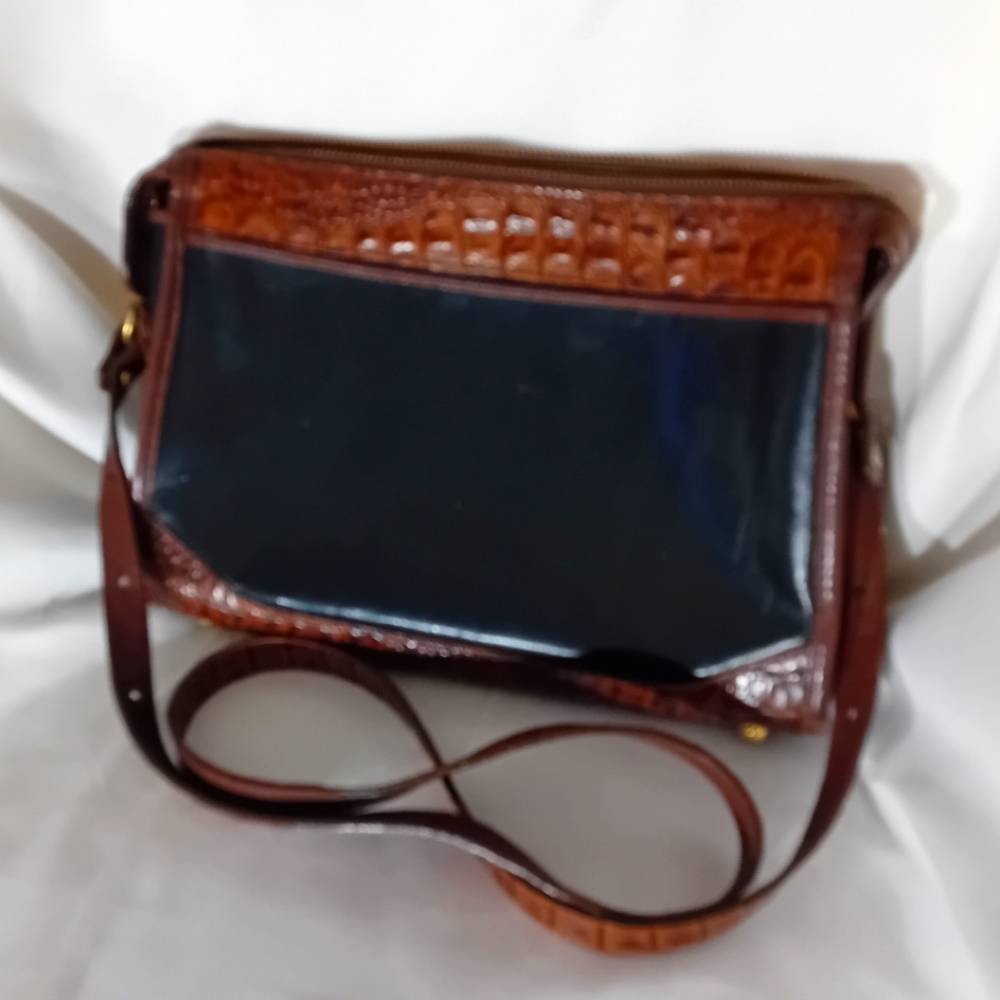 Vintage Brahmin Brown and Black Women's Shoulder Bag Crossbody Purse